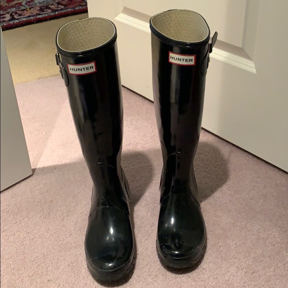 Hunter black rain boots